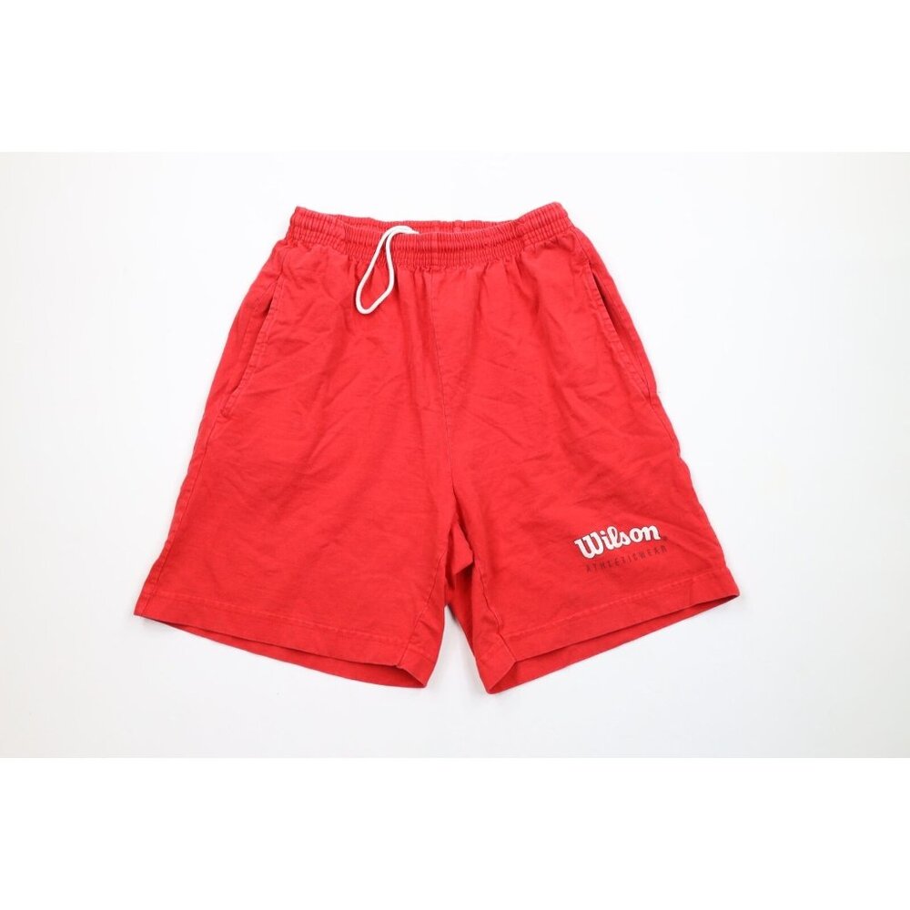 Vintage 90s Wilson Mens Medium Faded Spell Out Above Knee Shorts Red Cotton USA
